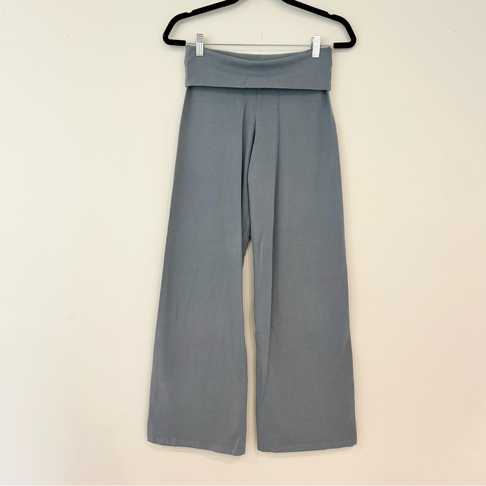 Brandy Melville Blue Fold Over Low Waist Wide Leg Yoga Pants O/S Like New - Picture 3 of 7